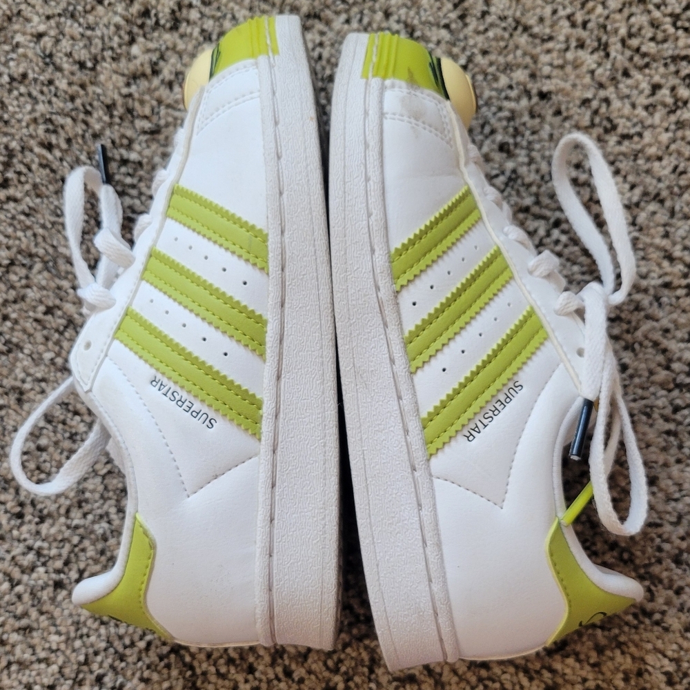 adidas Kids White and Lime Green Cartoon Sneakers - Picture 6 of 13